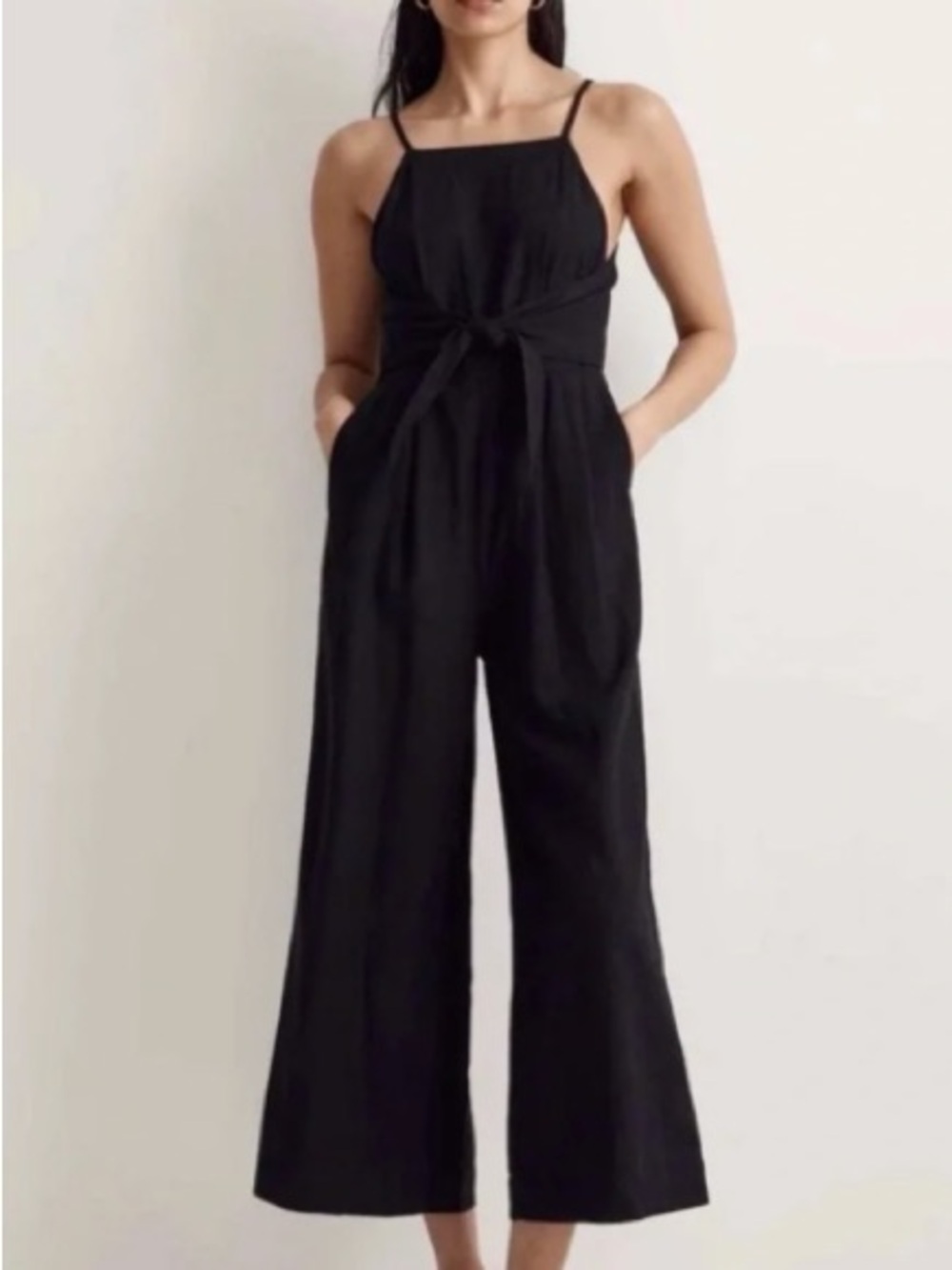 Madewell Black Wide-Leg Tie-Waist Jumpsuit